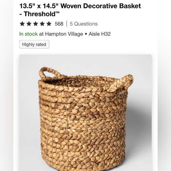 NWT Threshold 13.5”x14.5” Decorative Woven Basket - Picture 11 of 11